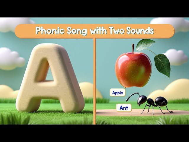 Canción Fonética con DOS Palabras - A de Apple - Canciones del Alfabeto ABC con Sonidos para Niños