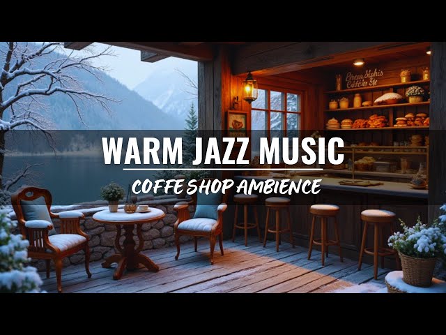 Crackling Fireplace & Smooth Jazz Instrumental 🍂 Warm Jazz Music at Cozy Fall Coffee Shop Ambience