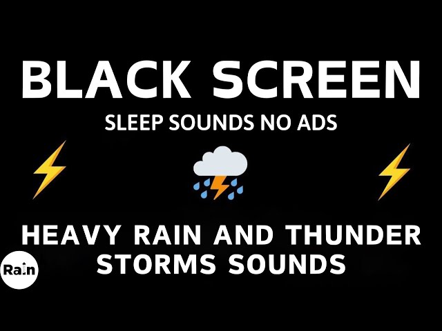 🔴 Heavy Rain and Thunder Sounds for Sleeping - Black Screen | Thunderstorm Sleep Sounds, Live Stream