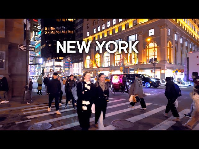 NEW YORK Night Walk - Midtown Manhattan Walking Tour, NYC