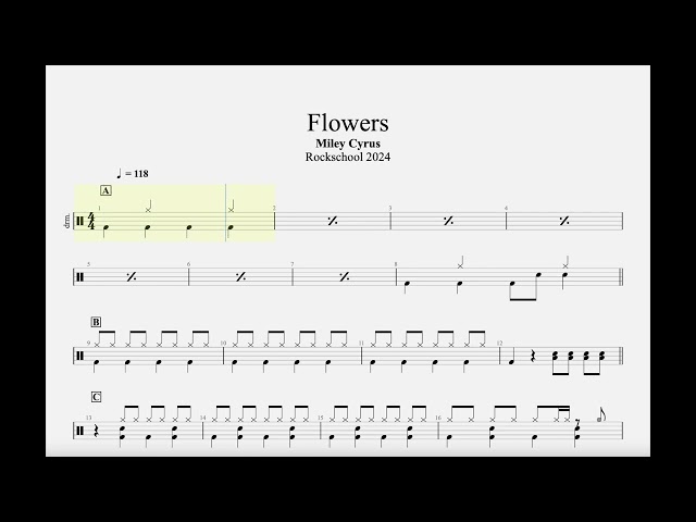 G2 Flowers Drum Rockschool 2024 Grade 2 Tab