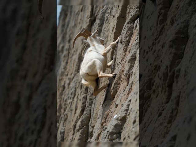 🔥 Unbelievable! Mountain Goat on an Epic Climb! #shorts #MountainGoat #Nature #wildlifeanimals #goat