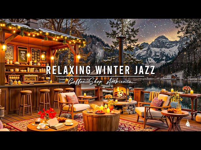 Cozy Winter Coffee Shop Ambience & Jazz Relaxing Music for Studying ⛄ Smooth Jazz Instrumental Music