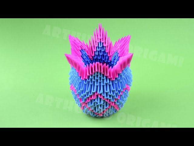 Origami vase from pieces of paper ♡ DIY How to make an origami vase 3D Tutorial