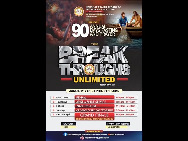 ANNUAL 90 DAYS FASTING & PRAYER//BREAK THROUGHS UNLIMITED//DAY 38//PASTOR DAVID AJIBADE//HOPAM TV