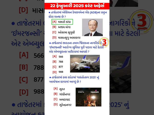 22 February 2025 | Current Affairs in Gujarati | gkguru