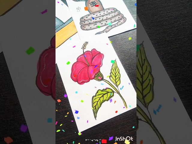 Hibiscus Drawing🌺😱#shorts#art#youtubeshorts #shortsvideo#youtube #hibiscus#flowers#viral#tranding