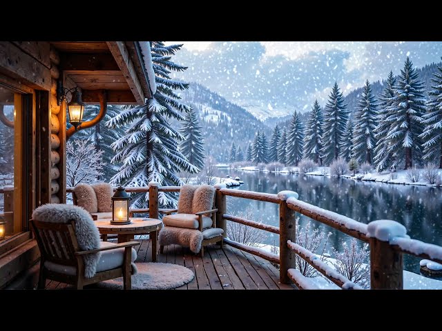 ❤Sweet Winter Air On The Lakeside Balcony ❄ Cozy Porch Space With Relaxing Piano Music