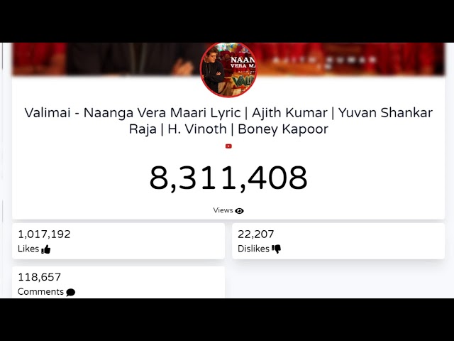 VALIMAI  ll Naanga vera maari tamil song live views count ll AJITH FANS LIVE CHAT