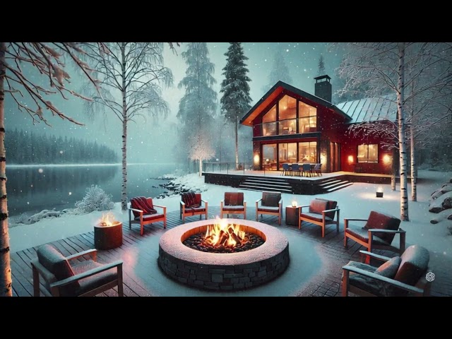 Cozy Winter Escape: Relax by the Fire in a Snowy Paradise🔥🔥Jazz Music