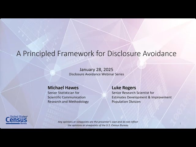 A Principled Framework for Disclosure Avoidance