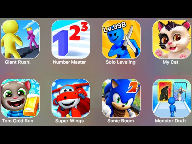 Giant Rush, Number Masters, Solo Leveling, My Cat, Tom Gold Run, Super Wings, Sonic Boom, Monter