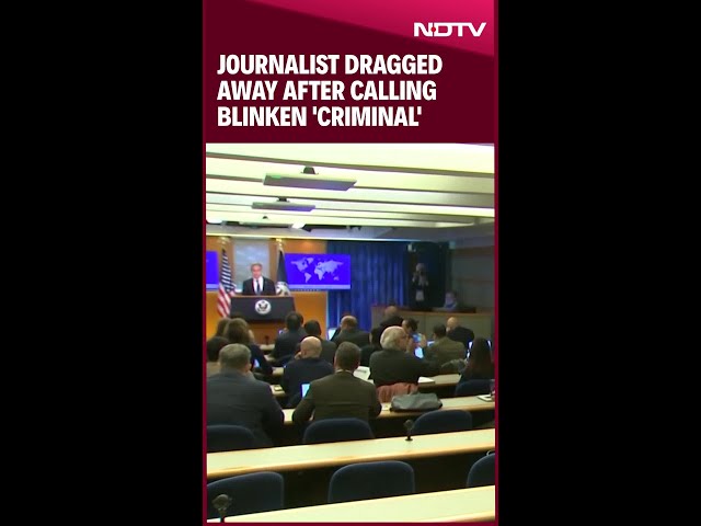 Antony Blinken Press Conference | Journalist Dragged Away After Calling Blinken 'Criminal'