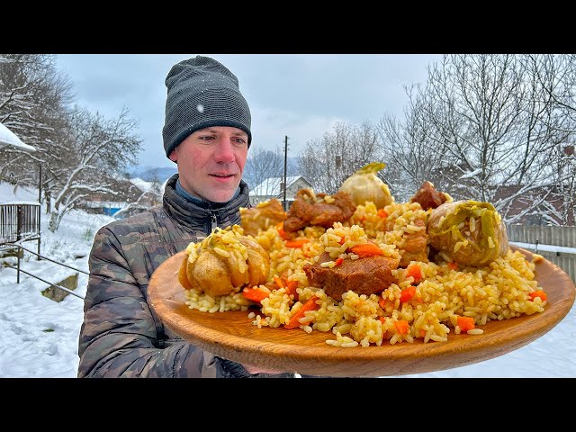 Taking apart a whole 250 kg piglet and making pilaf! Life in the Ukrainian countryside!