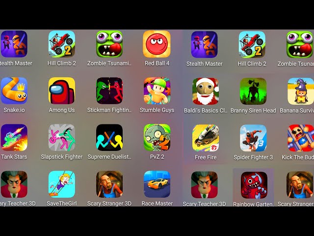 Grimace Monster Scary,Stick War Legacy,Scary Teacher,Hill Climb,Join & Clash,Squid Game 456,Among Us