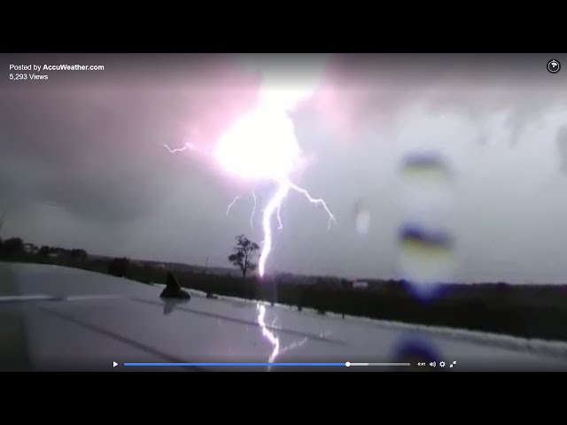 360 STORM CHASE video: Ontario supercell with lightning strike, September 10, 2016