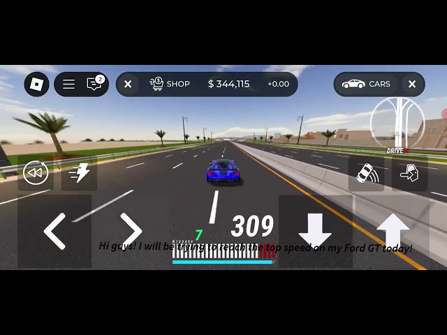 Trying to reach highest speed possible on my Ford GT on Roblox drive x!