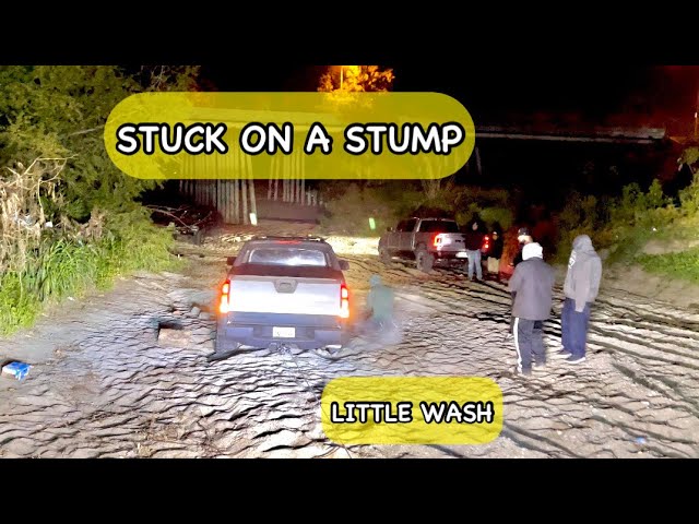 Truck Stuck Over a Stump at the Little Wash (warning, strong language)