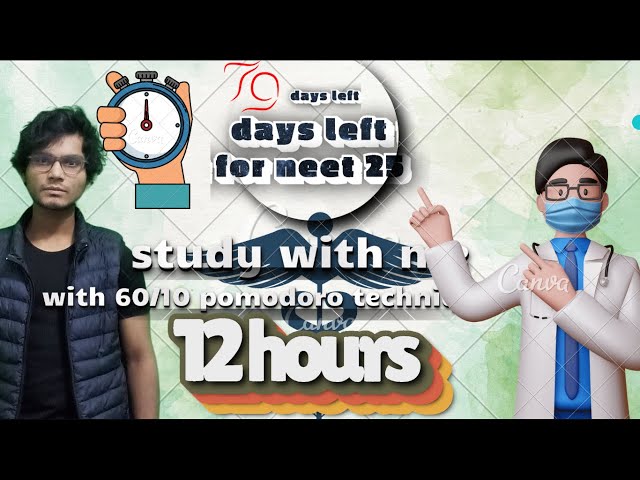 STUDY WITH ME 🔴 ||  12 HOURS LIVE 📖 || POMODORO 60/10| 79 DAYS FOR NEET 25