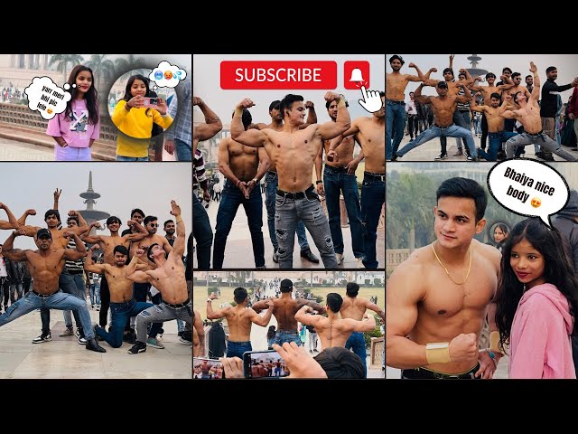 Shirtless,in bodybuilder Noida Park, public reaction🔥😎