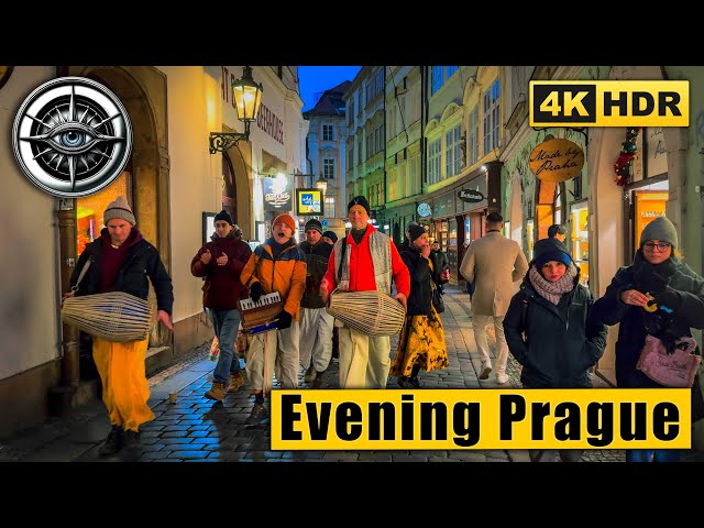 Evening Walking Tour of Prague Old Town 🇨🇿 Czech Republic 4k HDR ASMR