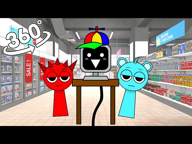 Incredibox Sprunki RADDY, SKY, MR.FUN COMPUTER In Supermarket! 360˚ VR