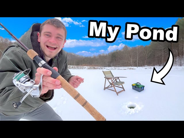 I Tried Ice Fishing in My Pond! *First Time*