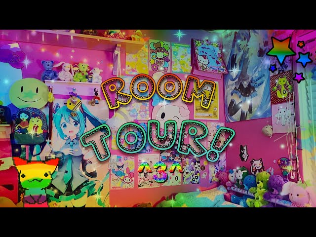 Rainbow Room Tour!!! ☆ 2023/2024 maximalist colorful cluttercore room tour ☆ bunny hospital