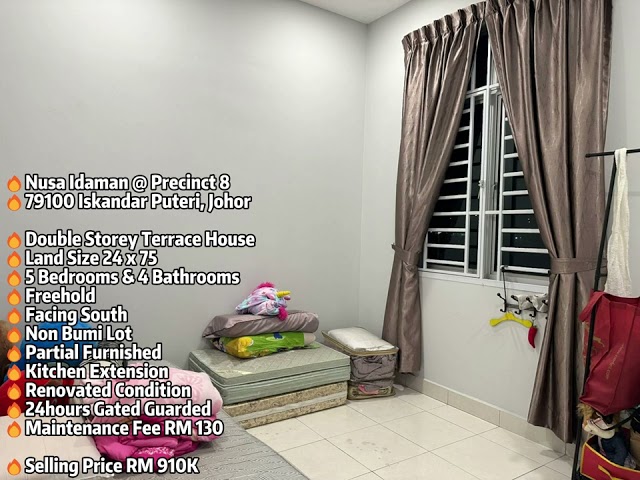 🔥Nusa Idaman @ Precinct 8 Double Storey Superlink 24x75 Renovated Furnished Extension G&G