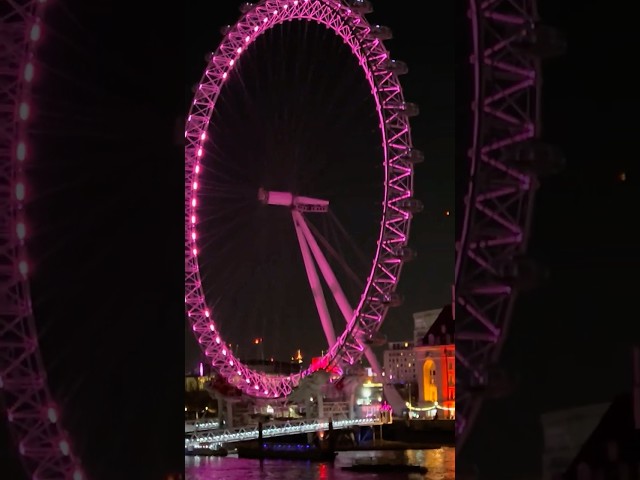 🌙 Stunning Night View of the London Eye! ✨ #LondonEye #LondonLife #UK #travel #pink