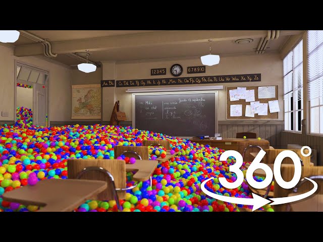 Classroom Fills with Balls 3D | VR 360°