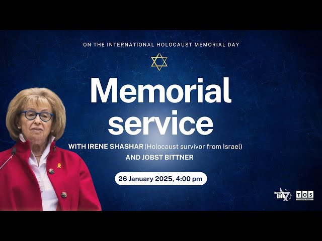 Holocaust Remembrance Day service Irene Shashar (Holocaust survivor) and Jobst Bittner