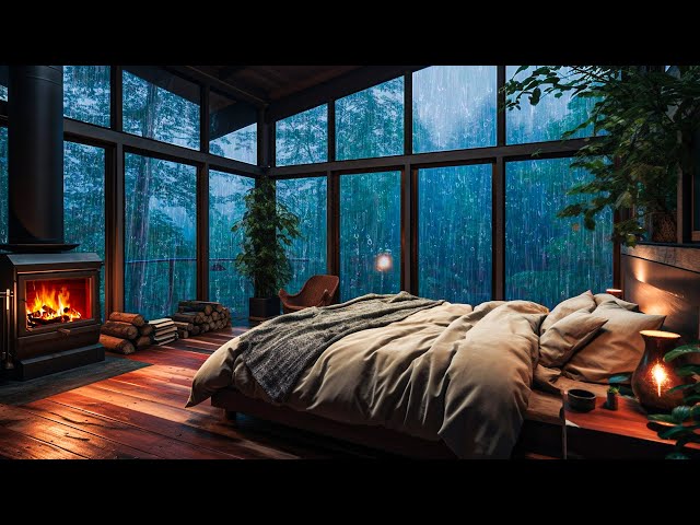 Heavy Rain on Window with Thunderstorm Sounds for Sleeping, Relaxation, Meditation and Study