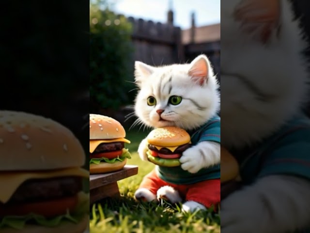 Cute cat eating fast food #trending #cartoon #viralvideo #shorts #stories #cat #catlover #miew