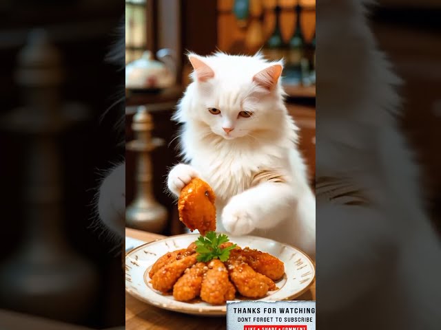 ai cat cooking chicken delicious 😋,cat cooking #aishorts  #cooking  #cat  #catlover  #catshorts