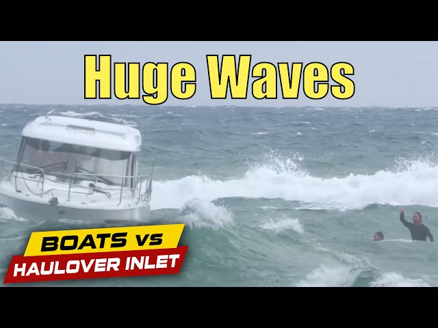 Huge Waves Send Man Off Boat! | Boats vs Haulover Inlet