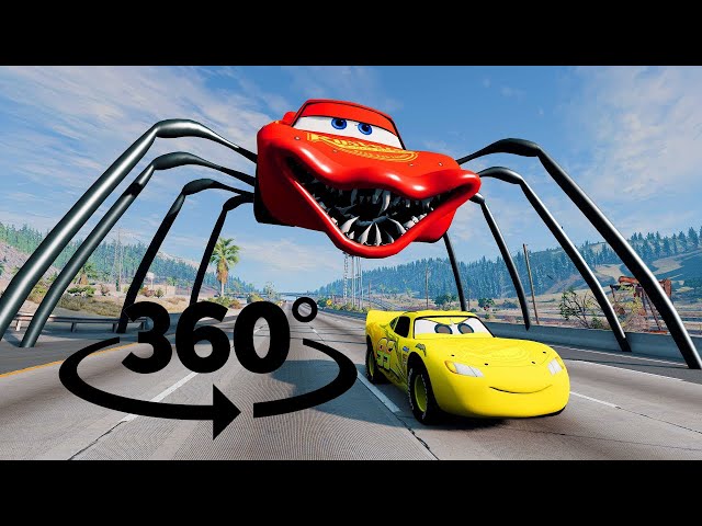 Epic Escape From The 360  McQueen Head Eater | Car VS Lightning McQueen Head Eater BeamNG.Drive