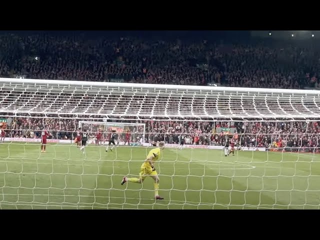 AARON RAMSDALE & ARSENAL AWAY FANS CELEBRATE AS JESUS PUTS ARSENAL 2-0 UP V LIVERPOOL 9th April 2023