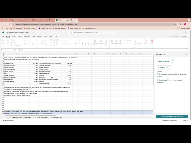 Integrated excel McGraw Hill Preparing Financial Statements