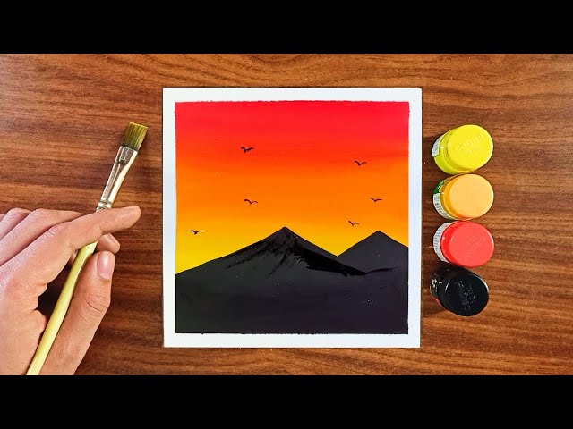 Sunset painting | Watercolor painting for beginners | Painting