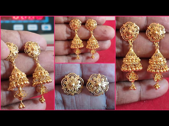 Gold jhumka designs with weight and price 2021/gold earrings jhumka designs