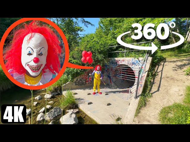 Scary Killer Clown in Haunted Tunnel 360° camera experience (he is evil)