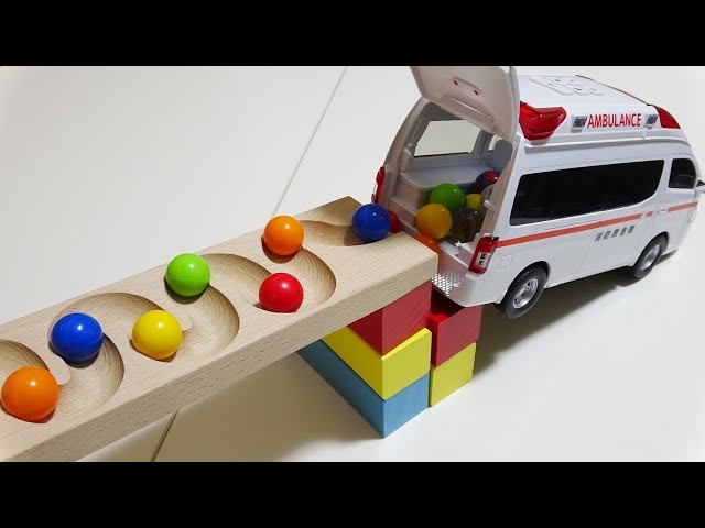 Marble Run ASMR Race ☆ HABA Slope & Dump Truck Excavator Ambulance Forklift Garbage Truck Tractors