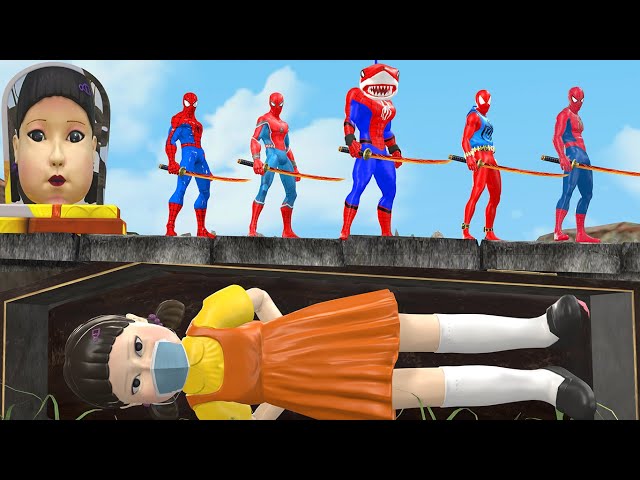 Siêu nhân nhện🔴Spider Man Sword Rescue Squid Game 2 vs Joker spider vs Hulk vs Venom vs Shark spider