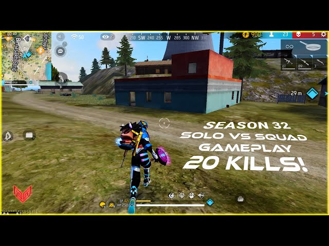 UNBELIEVABLE! 20 KILLS IN SEASON 32 RANK SOLO VS SQUAD GAMEPLAY  GARENA FREE FIRE