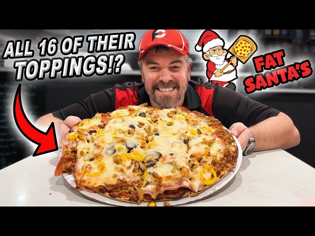 Fat Santa’s 16-Inch Pizza Challenge in Santa Claus, Indiana Has ALL 16 of Santa’s Toppings!!