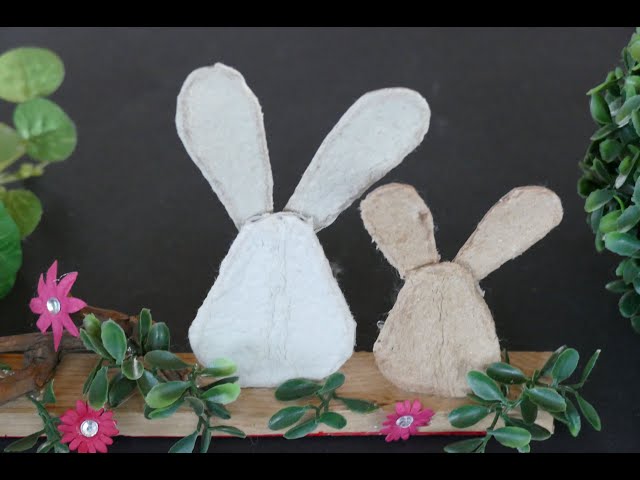 DIY cute Easter bunnies from egg boxes–easy–spring decoration–DIY Cute Easter Bunnies from Egg Boxes