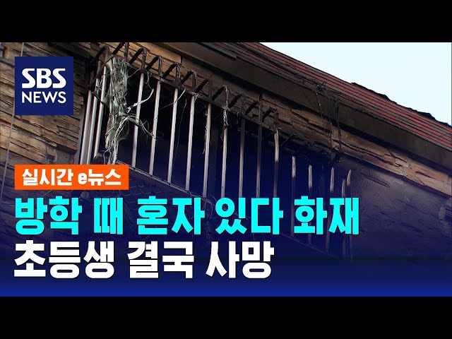 집에 혼자 있다 화재로 중태…초등생 결국 사망 / SBS / 실시간 e뉴스