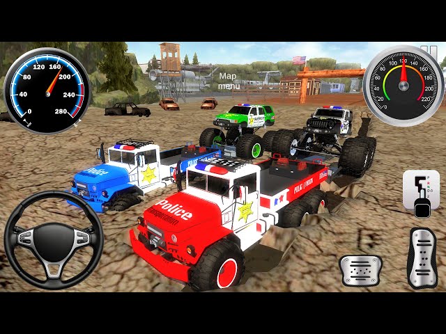 Juegos De Carros - Transporting US Police Monster Trucks #2 - Car Extreme Racing Android [Gameplay]