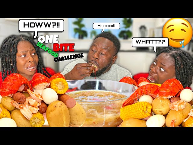 ONE BITE SEAFOOD BOIL MUKBANG CHALLENGE! 먹방 (LOBSTER TAIL, MEGA PRAWNS...) | The queens family